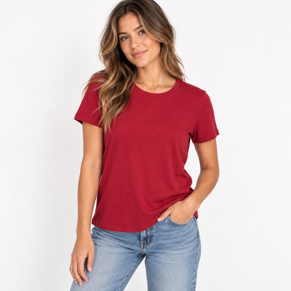 NWOT American Giant Women's Classic 100% Cotton Crew Tee In Red Size Large